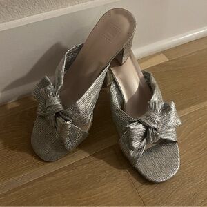 bp studio silver knotted block heels